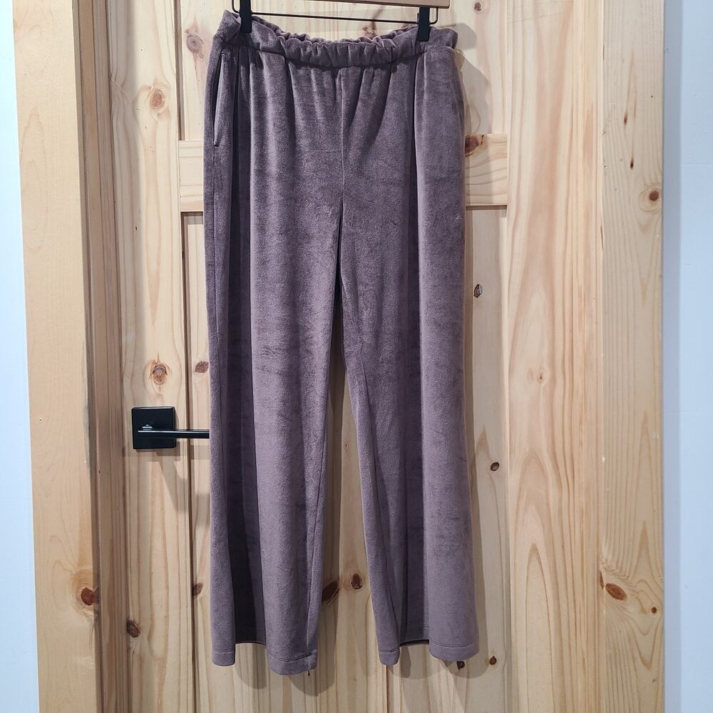 Gap Velour Straight Leg Pull On Pants Peppercorn Comfy Cabincore Chic Size M